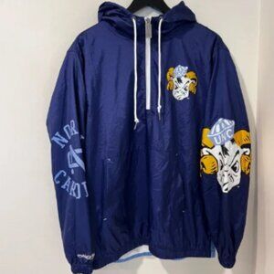 Mitchell & Ness Navy UNC Tar Heels Anorak Quarter Zip Windbreaker Jacket